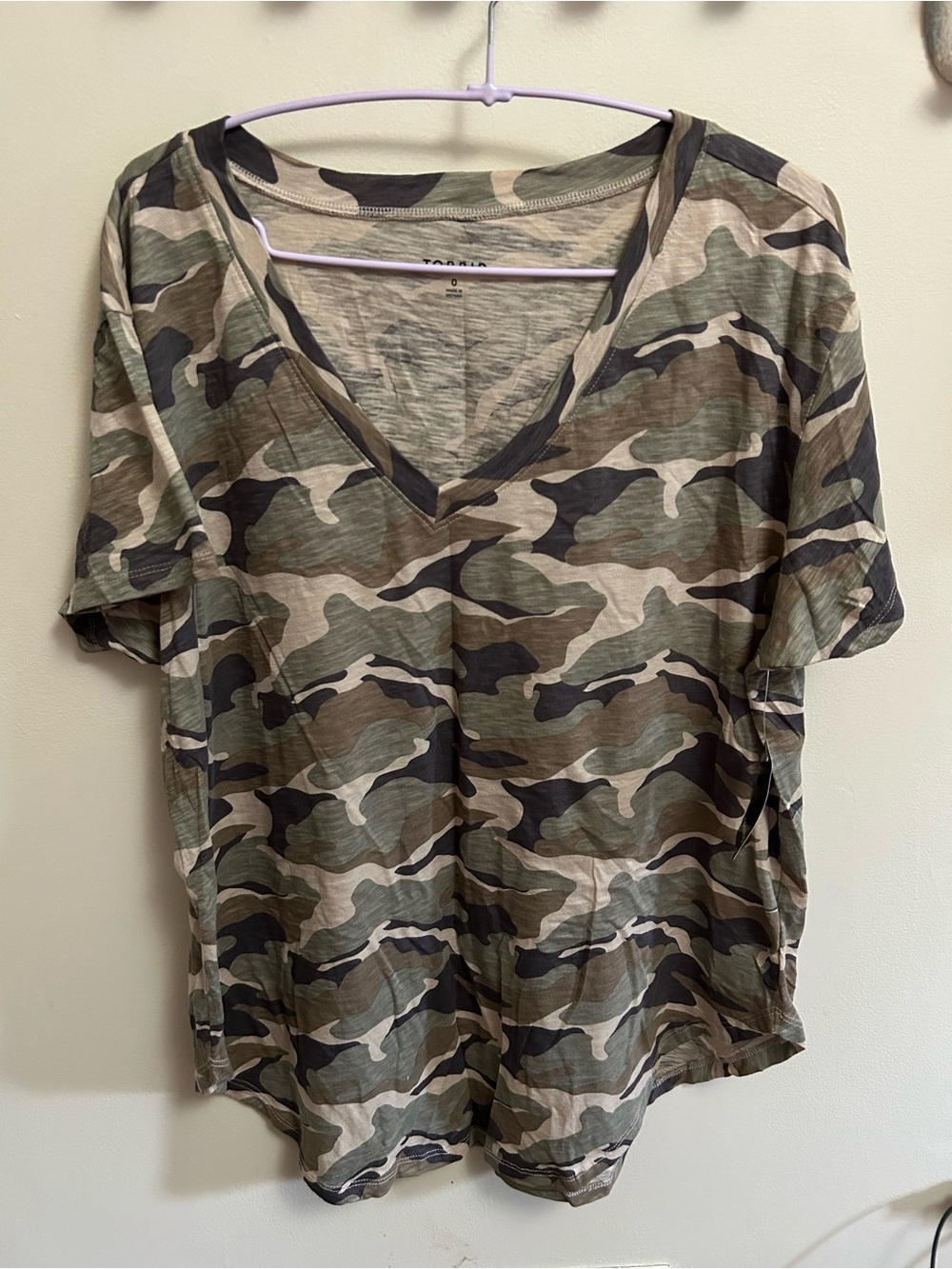 torrid Olive Green Camo V-Neck Tee Tunic Length